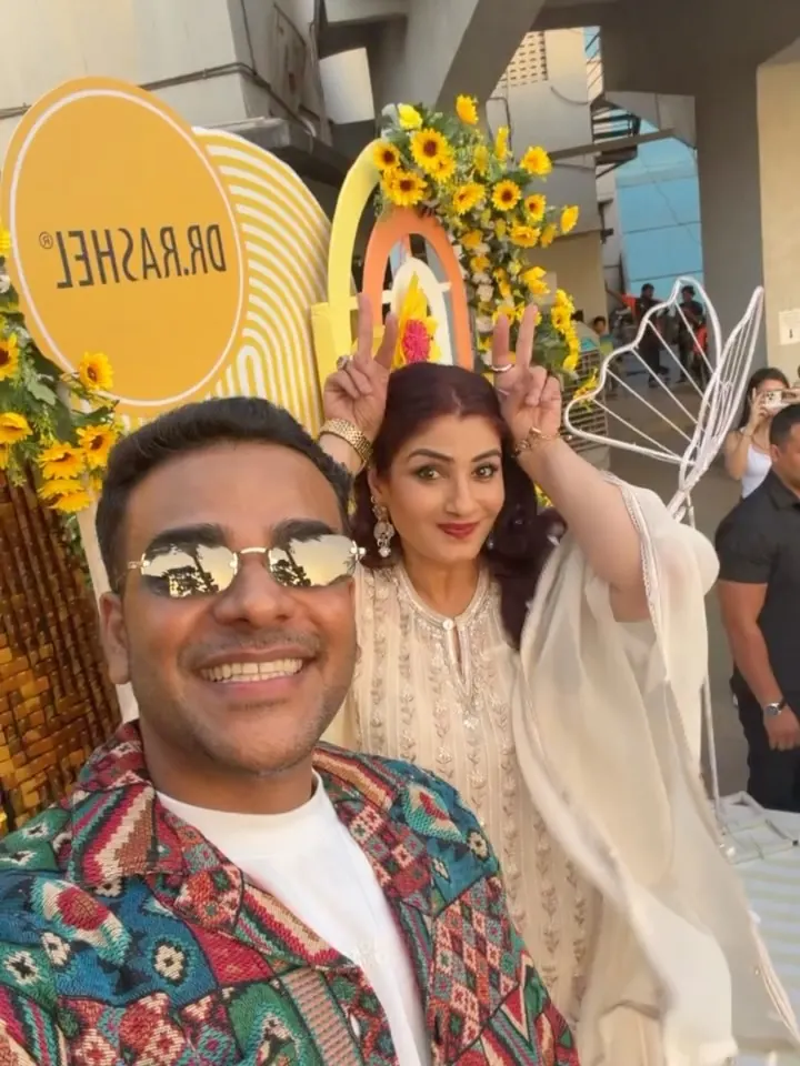 Chirag Vithalani with Raveena Tandon at Dr. Rashel's The Sun and Skin Affair